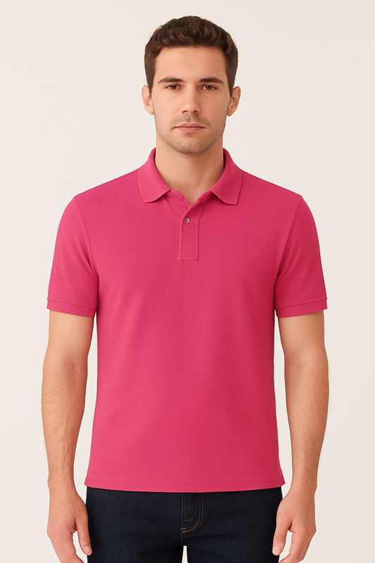 Hot Pink Polo T-Shirt Unisex | 100% Cotton | 240 GSM Bio-Washed | Premium Unisex Polo for Casual & Office Wear