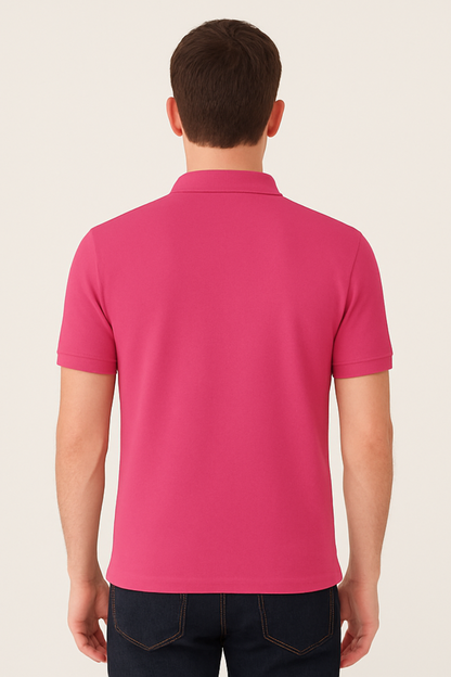 Hot Pink Polo T-Shirt Unisex | 100% Cotton | 240 GSM Bio-Washed | Premium Unisex Polo for Casual & Office Wear