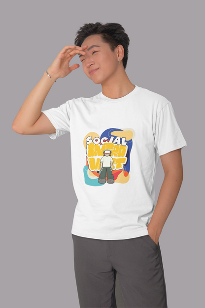 “Social” Quote T-Shirt – White | 100% Cotton Bio-Wash | Premium Print