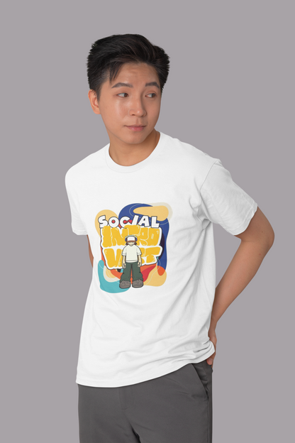 “Social” Quote T-Shirt – White | 100% Cotton Bio-Wash | Premium Print