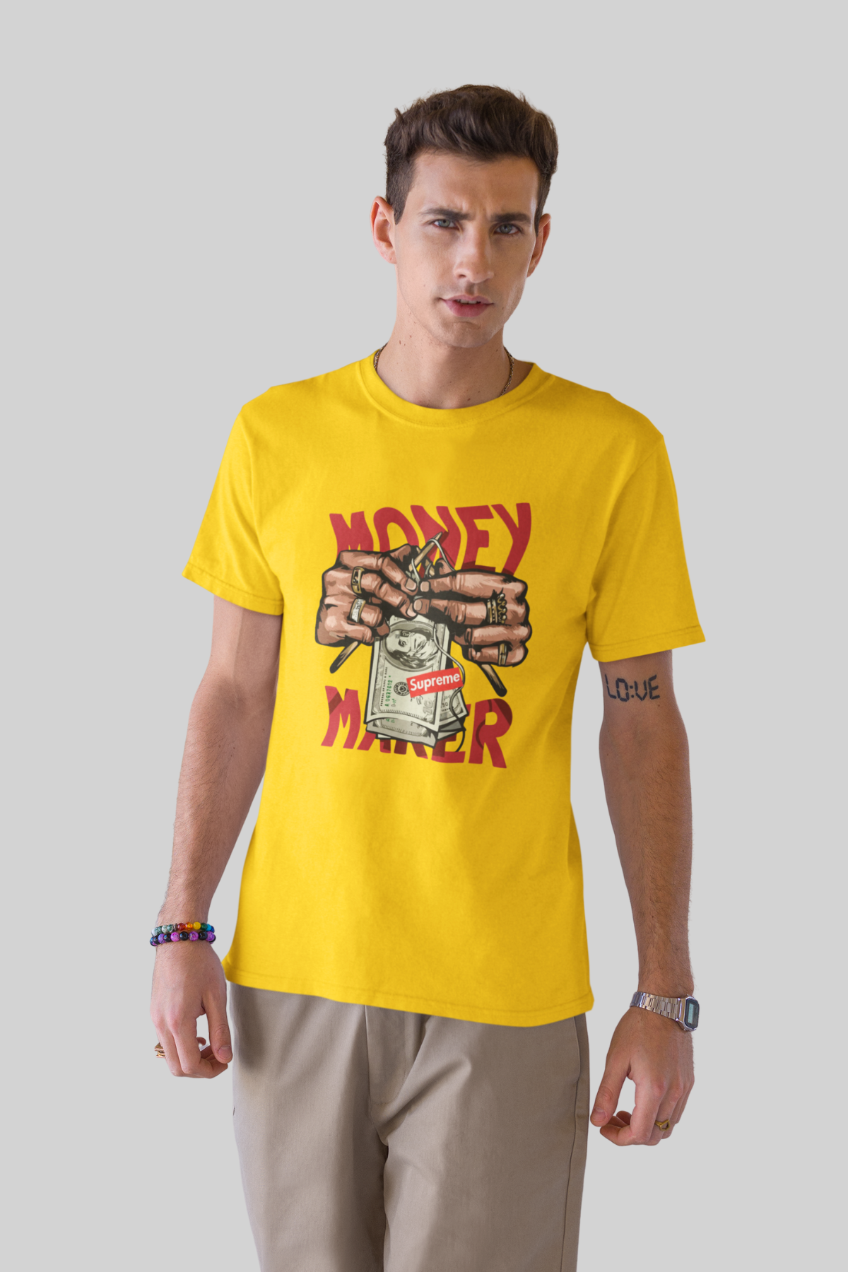 “Money Maker” Quote T-Shirt – White | 100% Cotton Bio-Wash | Premium Print