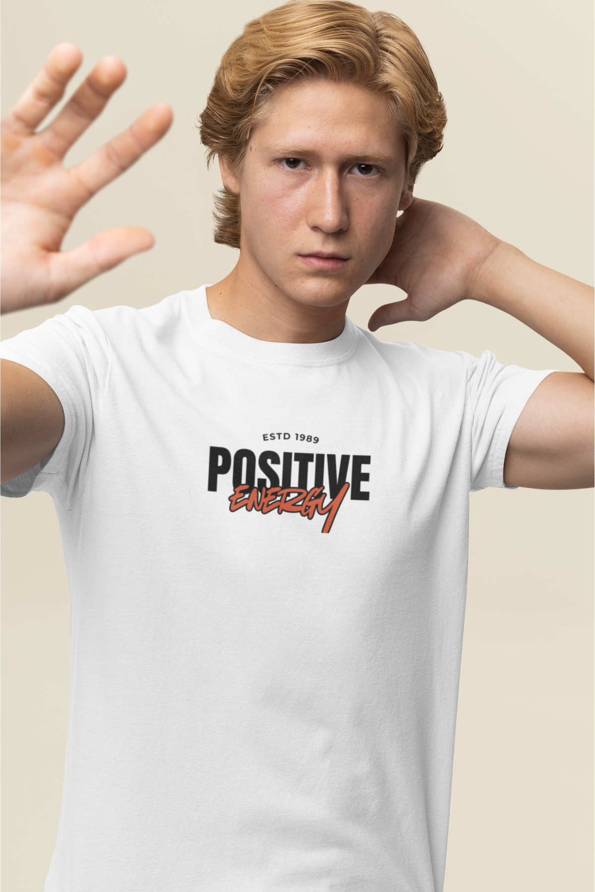 Positive Energy Quote T-Shirt – White | 100% Cotton Bio-Wash Premium Print