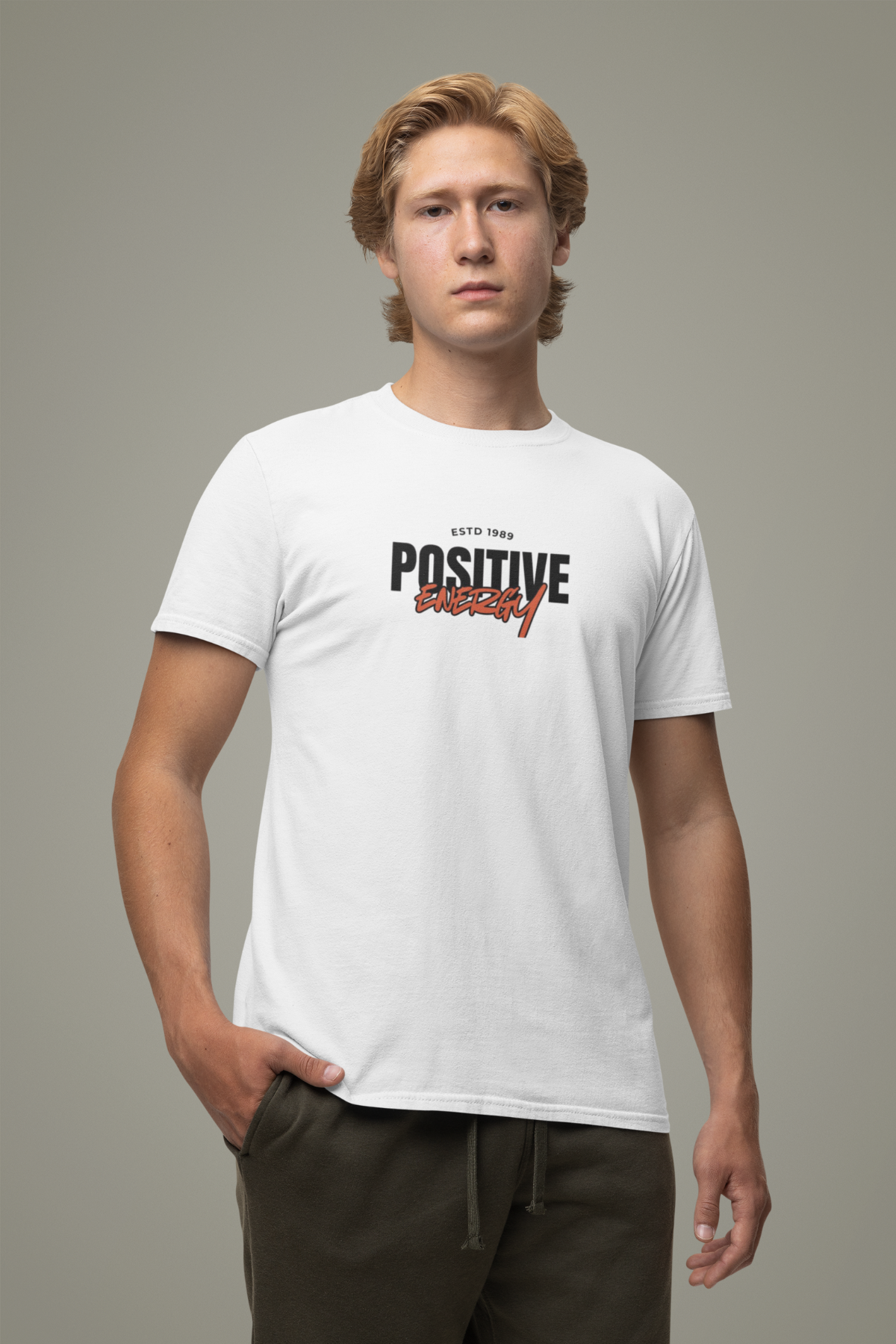 Positive Energy Quote T-Shirt – White | 100% Cotton Bio-Wash Premium Print