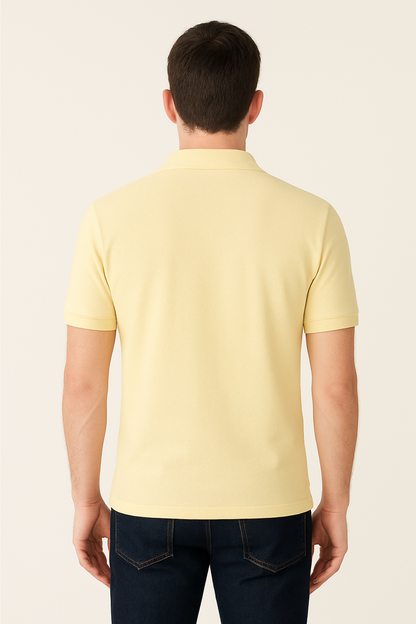 Light Yellow Polo T-Shirt for Men – 100% Cotton | Bio-Wash | Pre-Shrunk | 250 GSM Premium Polo
