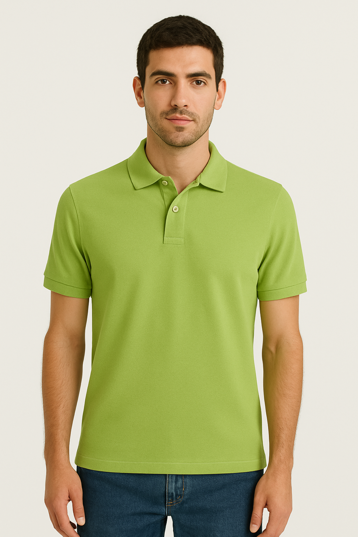 Light Green Polo T-Shirt for Men – Premium 250 GSM | 100% Cotton | Bio-Wash | Pre-Shrunk