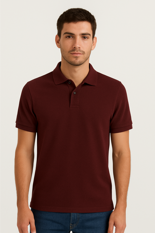 Maroon Polo T-Shirt for Men | Premium Cotton | Smart & Stylish Look