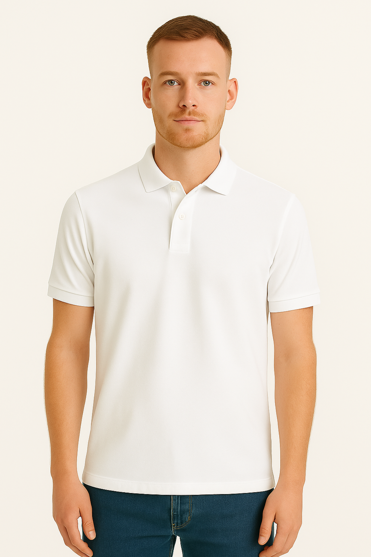 White Polo T-Shirt for Men | 100% Cotton | Bio-Wash | Premium Classic Polo